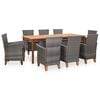 vidaXL 9-tlg. Garten-Essgruppe Poly Rattan und Massivholz Akazie Grau