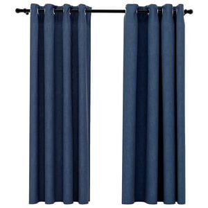 vidaXL Verdunkelungsvorh&auml;nge &Ouml;sen Leinenoptik 2 Stk. Blau 140x175 cm