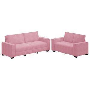 vidaXL 2-tlg. Sofagarnitur mit Kissen Rosa Samt