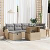 vidaXL Garten-Sofa-Set mit Kissen mit Speicher 7 pcs Beige Poly Rattan