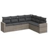 vidaXL 6-tlg. Garten-Sofagarnitur mit Kissen Grau Poly Rattan