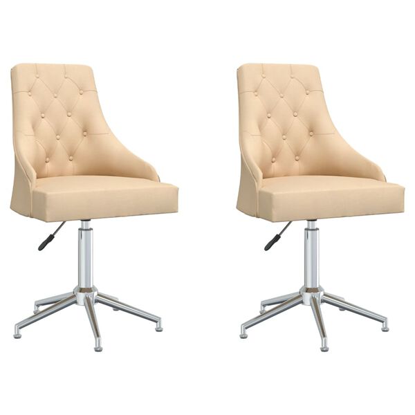 vidaXL Esszimmerst&uuml;hle 2 Stk. Drehbar Creme Stoff