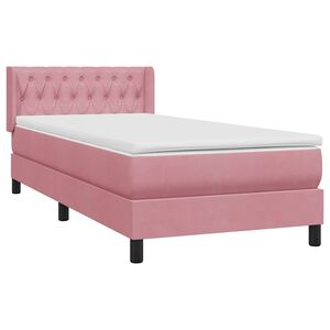 vidaXL Boxspringbett mit Matratze Rosa 90x220 cm Samt
