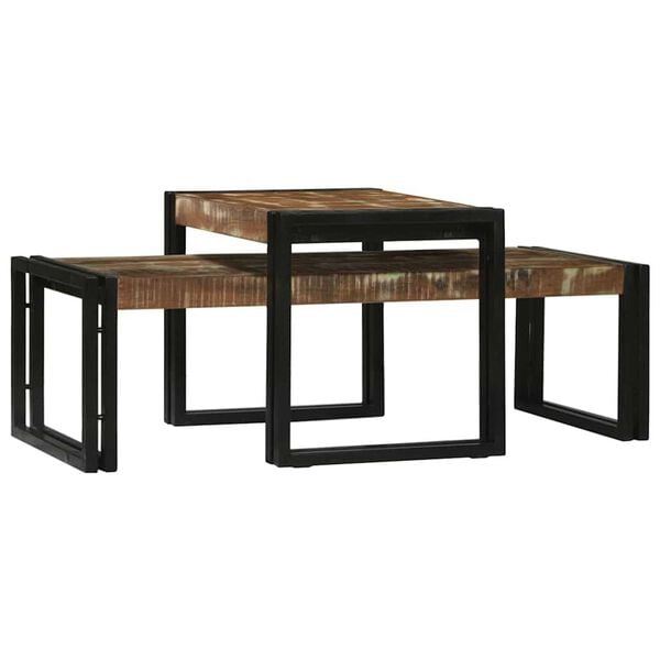 vidaXL Couchtisch 2 pcs Mehrfarbig Massives upgecyceltes Holz