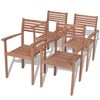 vidaXL Stapelbare Gartenst&uuml;hle 4 Stk. Massivholz Teak