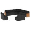 vidaXL 13-tlg. Garten-Sofagarnitur mit Kissen Schwarz Poly Rattan
