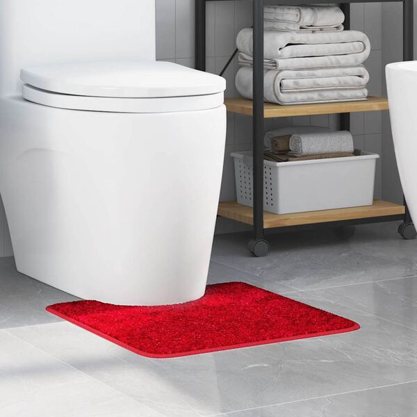 vidaXL Rutschfeste Badematte mit Toilettenausschnitt Rot 50 x 50 cm PP
