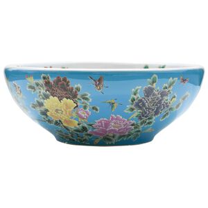 vidaXL Aufsatzwaschbecken Mehrfarbig Rund &Oslash;41x14 cm Keramik