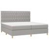 vidaXL Boxspringbett mit Matratze & LED Hellgrau 200x200 cm Stoff