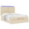 vidaXL Ottoman-Bett mit Matratze & LEDs Creme 140x200 cm Stoff