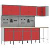 vidaXL Arbeitsschrankset mit Schubladen mit Regal 12 Stk. Rot und Grau