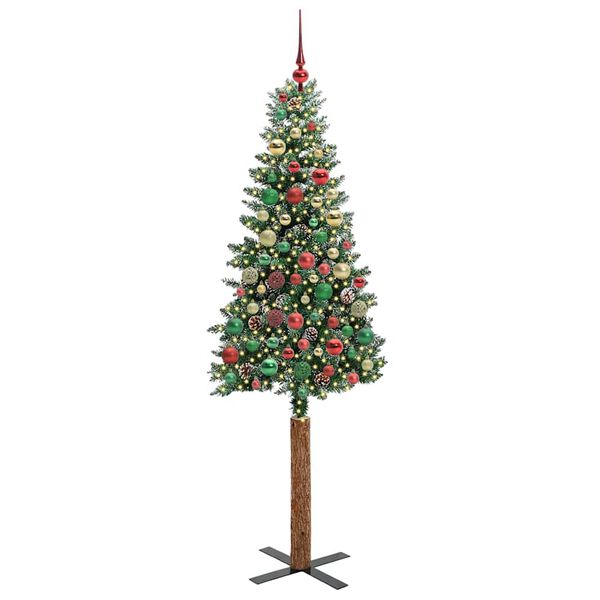vidaXL Schlanker Weihnachtsbaum mit 300 LEDs Grün und Weiß 210 cm