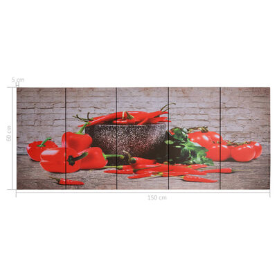 vidaXL Leinwandbild-Set Paprika Mehrfarbig 150×60 cm