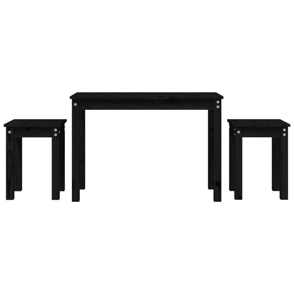 vidaXL Satztische 3 Stk. Schwarz Massivholz Kiefer