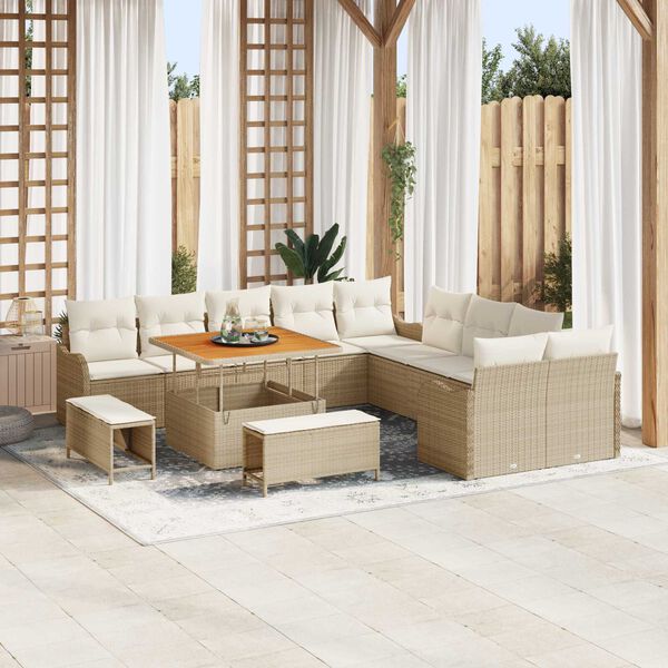 vidaXL Garten-Sofa-Set 13 pcs Beige Poly-Rattan