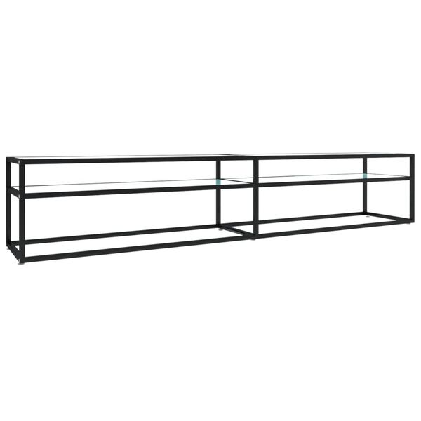 vidaXL TV-Schrank Weiß Marmor-Optik 220x40x40,5 cm Hartglas