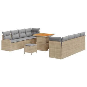 vidaXL Garten-Sofa-Set mit Kissen 11 pcs Beige und Hellgrau