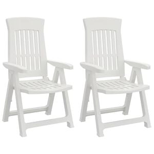 vidaXL Gartenst&uuml;hle 2 Stk. Verstellbar Wei&szlig; PP