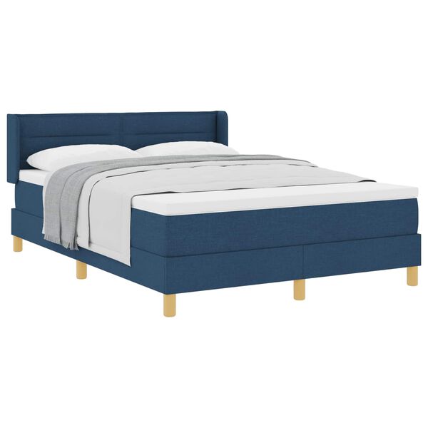 vidaXL Boxspringbett mit Matratze Blau 190 x 140 cm Polyester