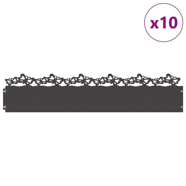 vidaXL Rasenkanten 10 pcs Schwarz 103 x 0,05 x 22 cm Stahl