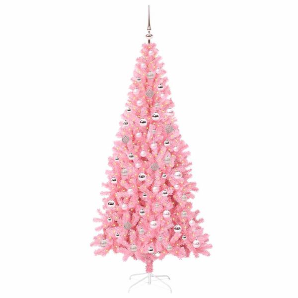 vidaXL Weihnachtsbaum mit 300 LEDs mit Ständer Rosa 240 cm PVC