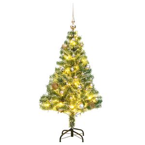 vidaXL K&uuml;nstlicher Weihnachtsbaum mit Schnee & Kugeln 150 LEDs 120 cm