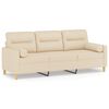 vidaXL 3-Sitzer-Sofa mit Zierkissen Creme 180 cm Stoff