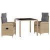 vidaXL Outdoortisch-Set 3 pcs Beige und Hellgrau 90 x 90 x 75 cm