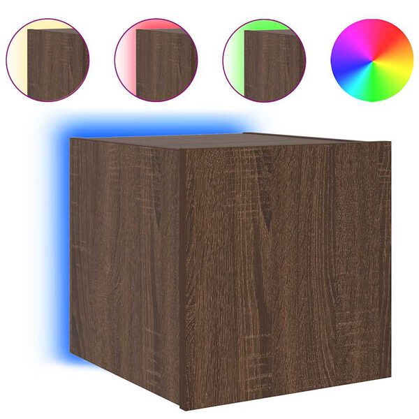 vidaXL TV-Wandschrank mit LED-Leuchten Braun Eichen-Optik 30,5x35x30cm