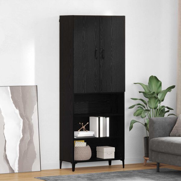 vidaXL Highboard Schwarz Eichen-Optik 69,5 x 34 x 180 cm Holzwerkstoff