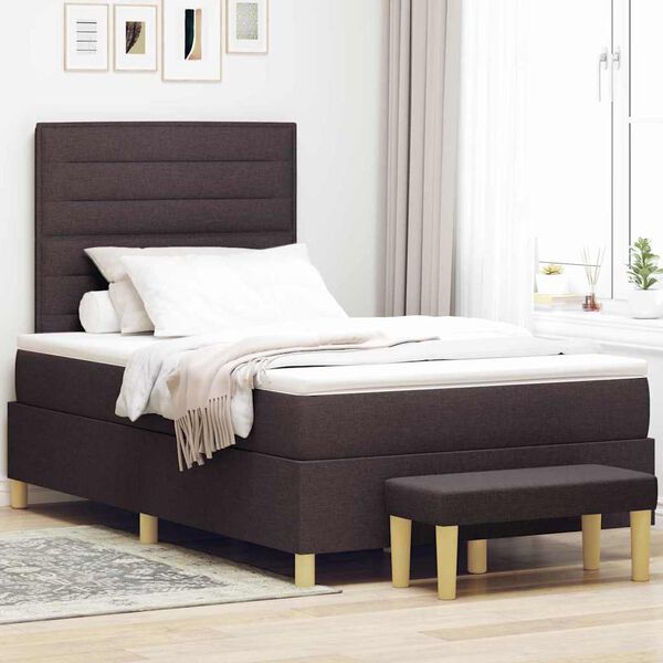 vidaXL Boxspringbett mit Matratze Dunkelbraun 120 x 190 cm Stoff