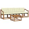 vidaXL Outdoor-Sofagarnitur mit Kissen 5 pcs Natur und Creme