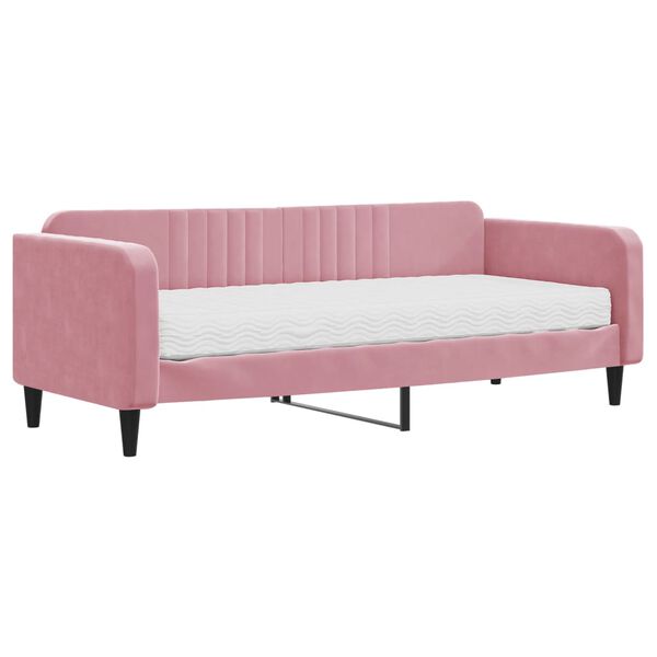 vidaXL Tagesbett mit Matratze Rosa 90x200 cm Samt