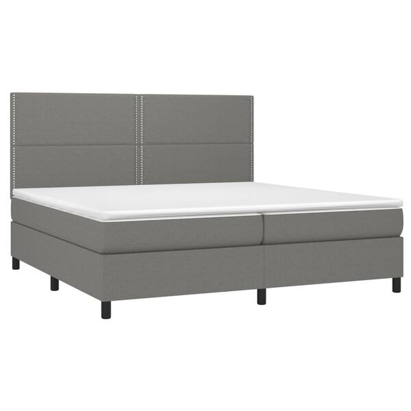 vidaXL Boxspringbett mit Matratze & LED Dunkelgrau 200x200 cm Stoff
