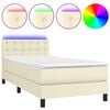 vidaXL Boxspringbett mit Matratze & LED Creme 80x200 cm Kunstleder