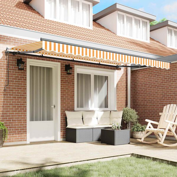 vidaXL Einziehbare Markise Gelb und Wei&szlig; 350 x 200 cm