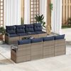 vidaXL Sofa Set mit Kissen 7 pcs Grau und Blau Poly Rattan