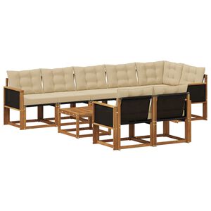 vidaXL Outdoor-Sofagarnitur mit Kissen 9 pcs Natur und Beige