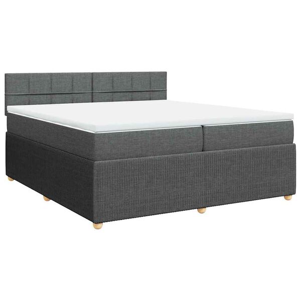 vidaXL Boxspringbett mit Matratze Dunkelgrau 200x200 cm Stoff