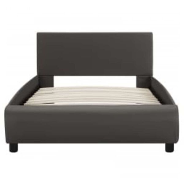 vidaXL Bettgestell mit LED Grau Kunstleder 90&times;200 cm