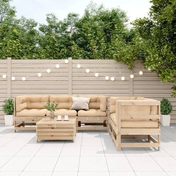 vidaXL 6-tlg. Garten-Lounge-Set mit Kissen Massivholz Kiefer