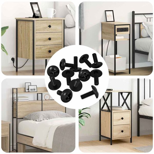 vidaXL H&uuml;lsen Schrauben 12 pcs Schwarz M4 x 10 mm Eisen