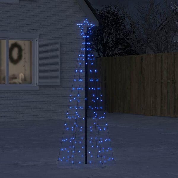 vidaXL LED-Weihnachtsbaum mit Erdspie&szlig;en 220 LEDs Blau 180 cm