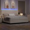 vidaXL LED Boxspringbett Creme und Wei&szlig; 200 x 200 cm Cordstoff