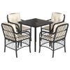 vidaXL 5-tlg. Garten-Essgruppe mit Kissen Schwarz Poly Rattan