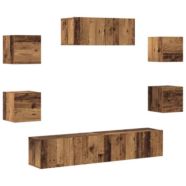 vidaXL 5-teiliges TV-Schrank-Set Wandmontage aus altem Holz