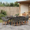 vidaXL Garten Essgruppe mit Kissen 9 pcs Grau Poly-Rattan