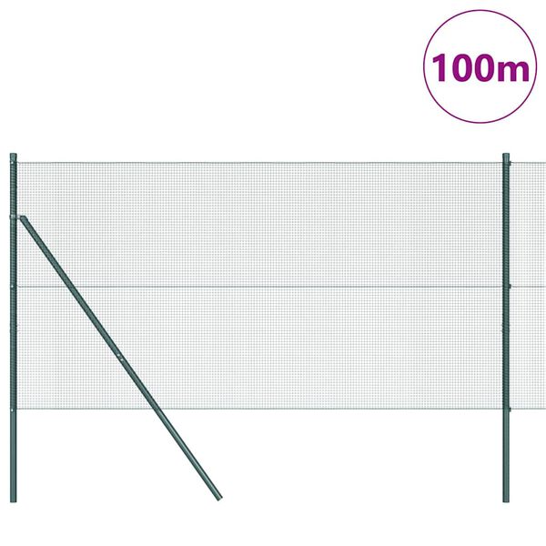 vidaXL Zaunpfosten Gr&uuml;n 100 x 1 m (12 x 12 mm Maschen) Stahl und PVC