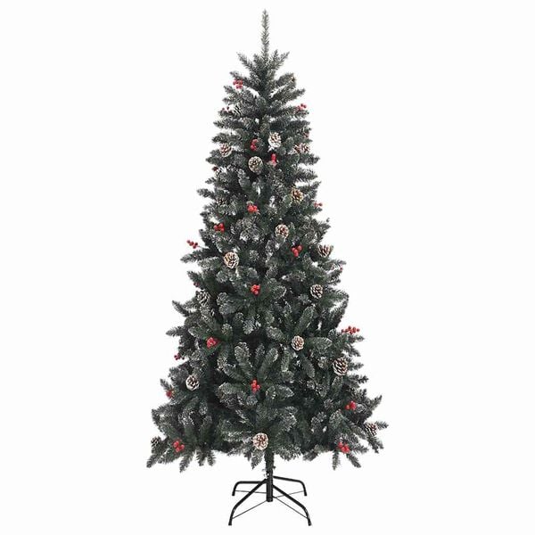 vidaXL K&uuml;nstlicher Weihnachtsbaum Gr&uuml;n 210 cm PVC, Plastik und Stahl