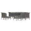 vidaXL 10-tlg. Garten-Lounge-Set mit Kissen Grau Poly Rattan